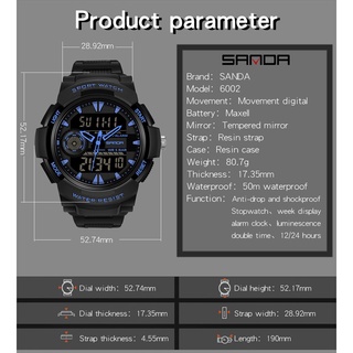 SANDA Fashion Outdoor Sport Watch Men Multifunction Watches Alarm Clock Chrono 5Bar Waterproof Digital Watch #2