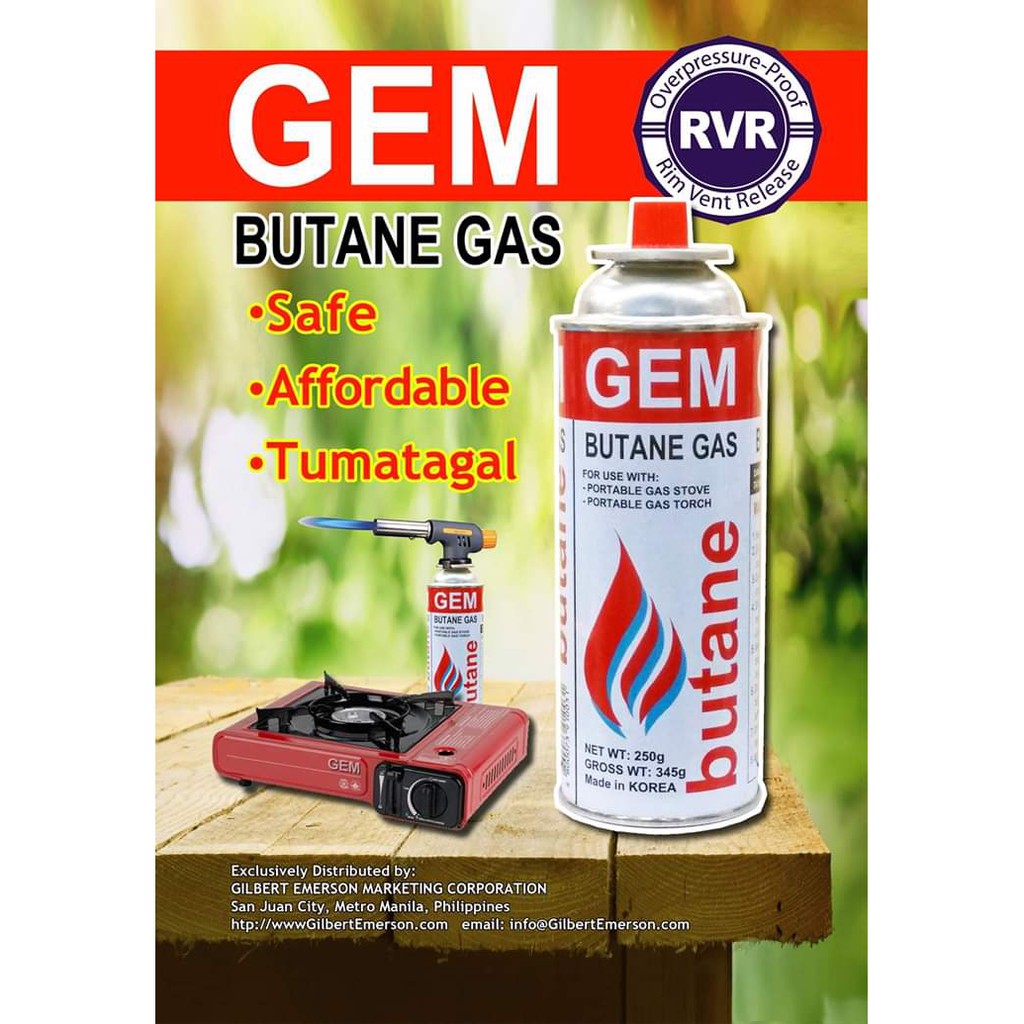 Gem Butane Gas 250 Grams Sold Per Can (Exact Weight , For Samgyup