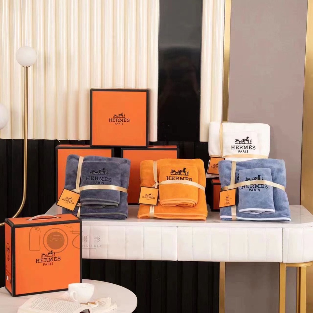 2in1 Bath Towel Luxury Brand Towel (70x140CM)(35x75CM) with BOX Shopee Philippines