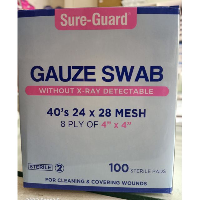 Sureguard Sterile Gauze Swab ( 2x2 / 3x3 / 4"x 4") 100 pcs in 1 Box