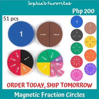 15x Colorful Montessori Magnetic Fraction Circles for Elementary School Kids 