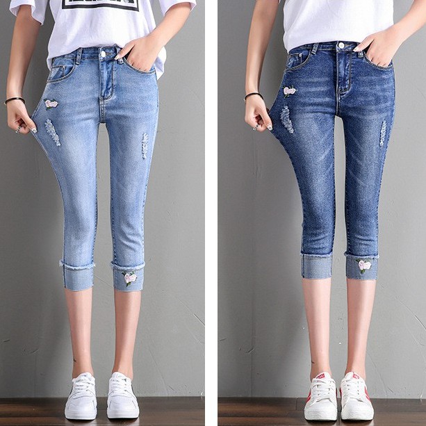 stretch capris jeans