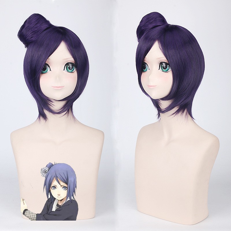 short dark purple cosplay wig