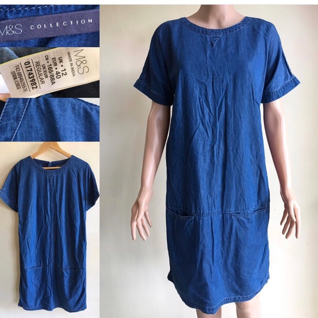 m and s denim dress