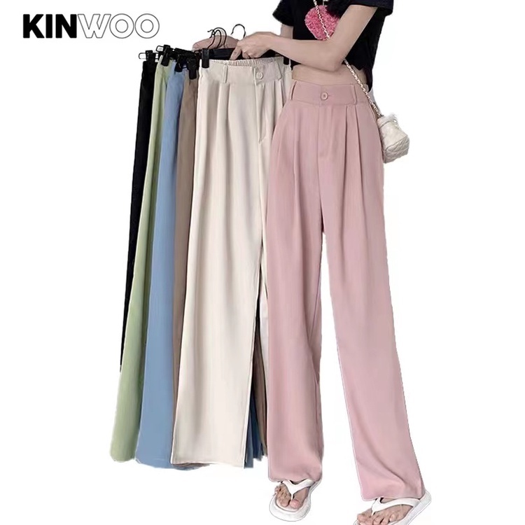 Kinwoo Suit pants high waist slimming elastic waist vertical leg pants ...