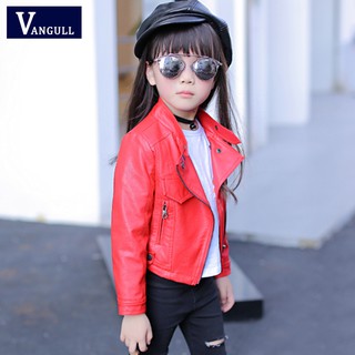 4-13Y 2019 spring pink Jaket kulit gadis Cute Kids PU Leather Jacket #4