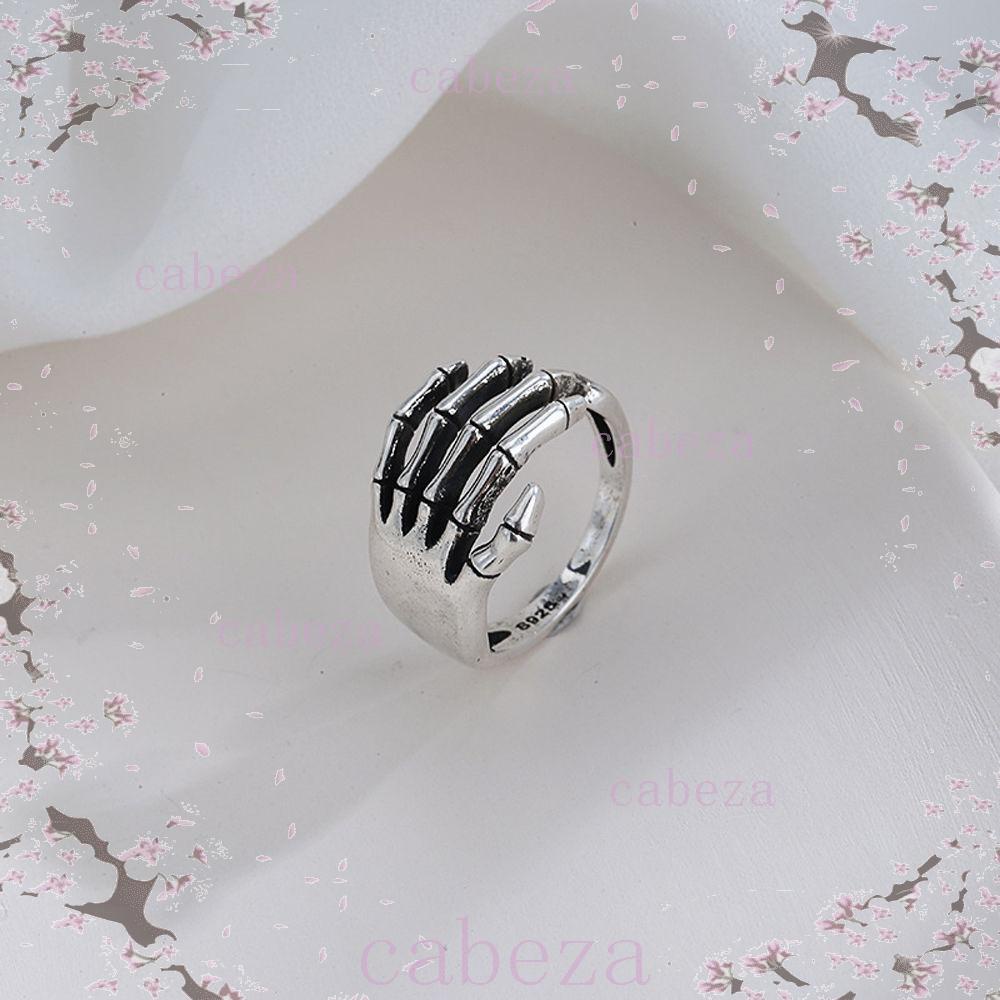 CABEZA Women Opening Rings Punk Funny Skull Gothic Ghost Paw Adjustable ...