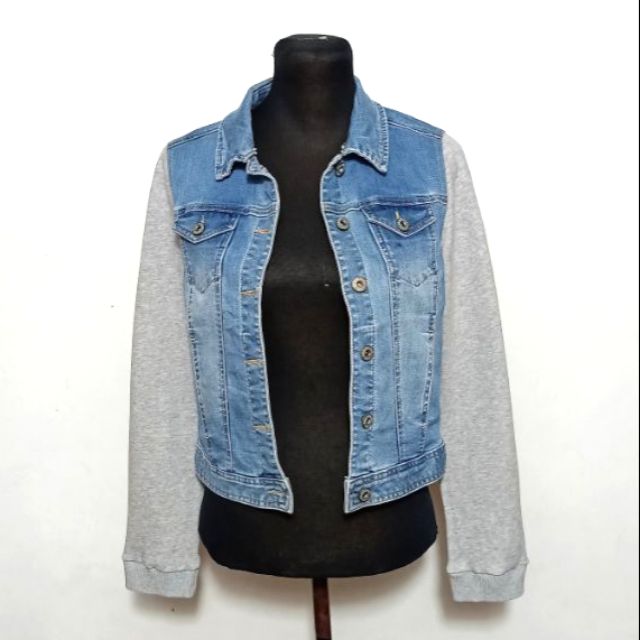 jean jacket with cotton sleeves