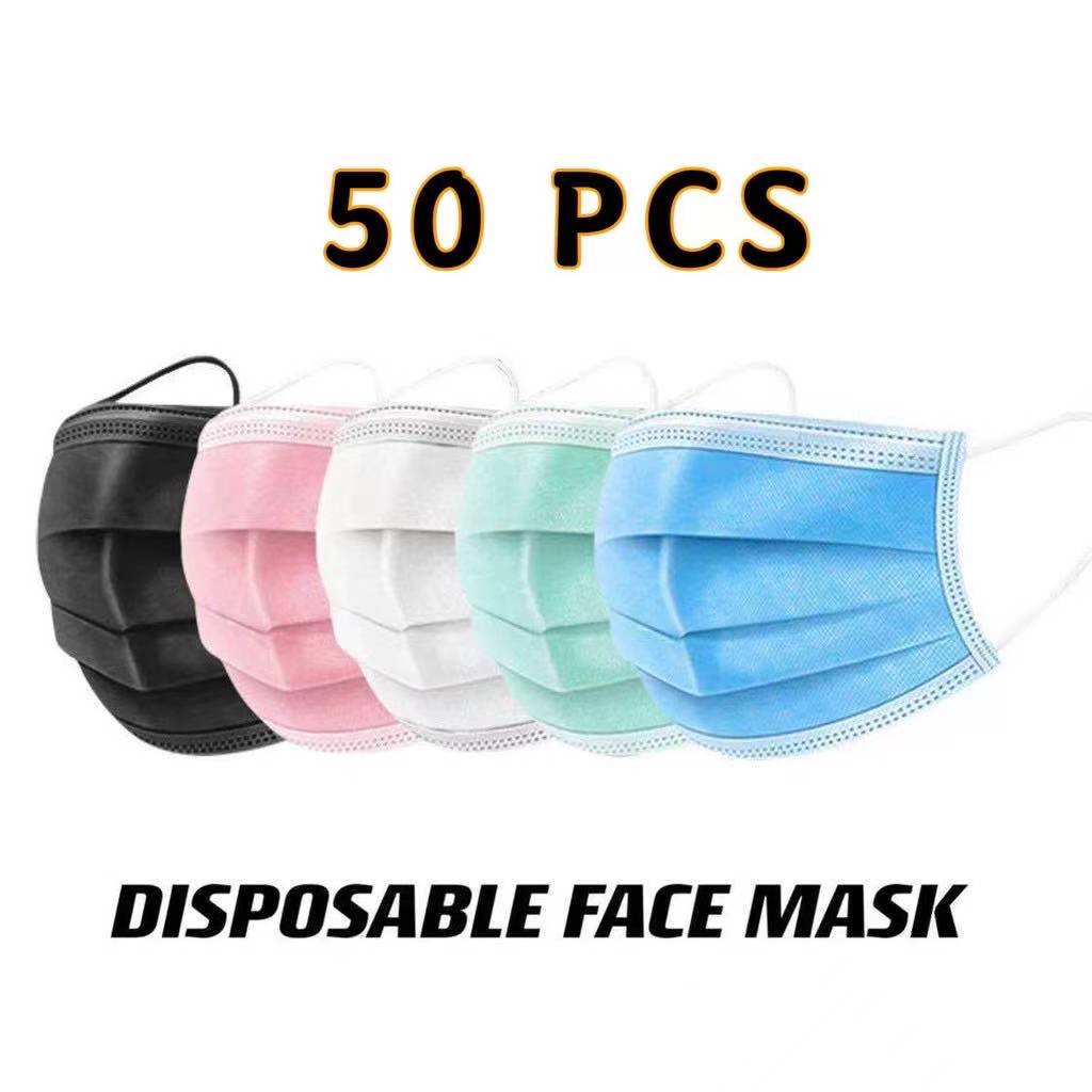 F4 50pcs/pack COD 3 Layer Breathable Disposable Face Mask Shopee