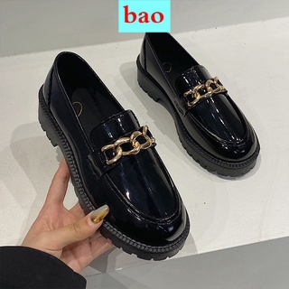 Small Leather Shoes Female British Style 2021 New Thin Summer Thick-Soled Love Shoes Black Spring An