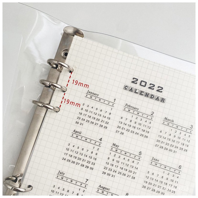 2022 A5 A6 PVC Calendar Loose Leaf Binder Notebook Index Divider