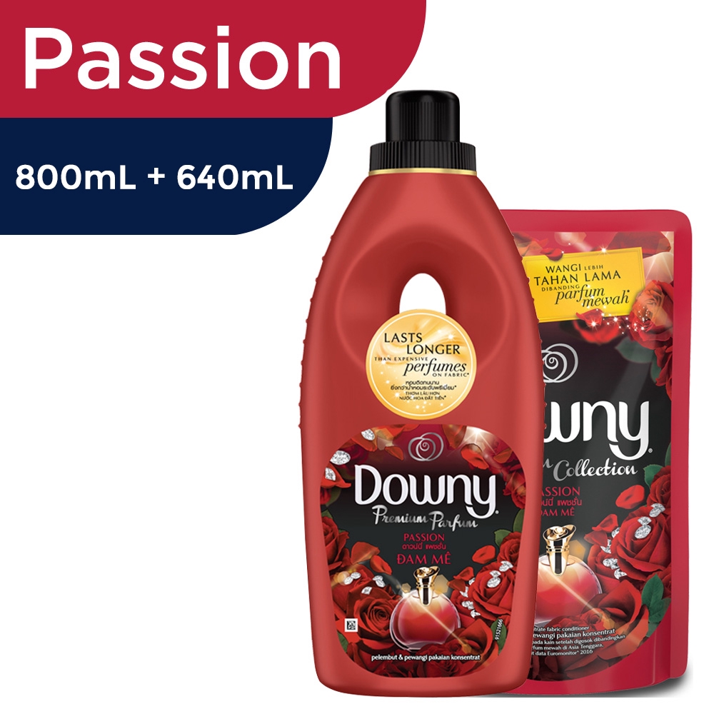 Downy Passion Laundry Fabric Conditioner Bottle (800mL) + Refill (640mL