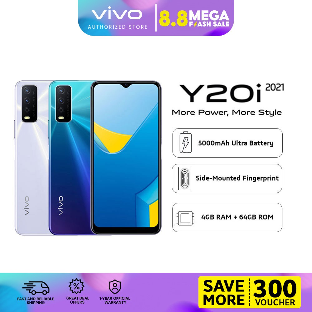 vivo Y20i 2021 4GB+64GB, 5000mAH, Sidemounted Fingerprint, AI Portrait