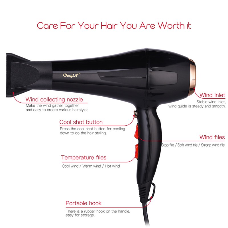 ◊✓CkeyiN Professional Hair Dryer Blow Dryer 2 Speed 3 Heat Settings  Negative Ion Hair Blower Hot Col | Shopee Philippines