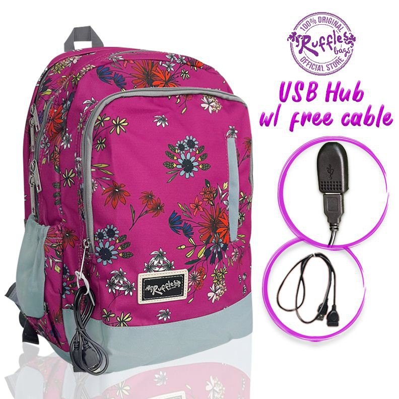 Ruffles Bags Kylie Backpack 16.5" Maroon Shopee Philippines