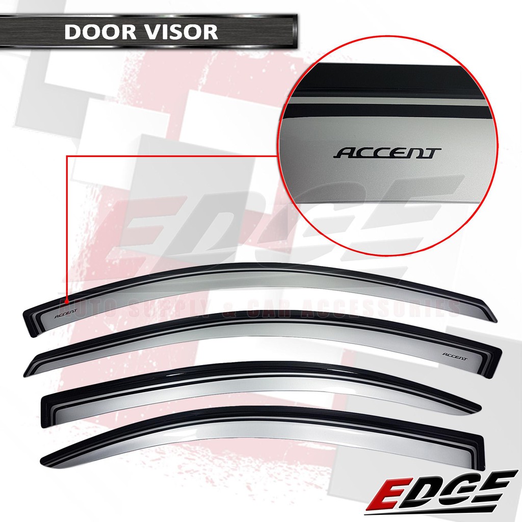 Door Visor w/ Logo Hyundai ACCENT Sedan 20122018 2 Tone // window