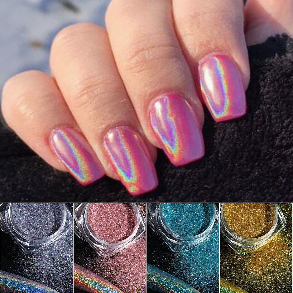 hama-nail-holographic-powder-on-nails-laser-silver-glitter-chrome-nail