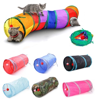 7 Colors Funny Pet Cat Cave Tunnel Cat Play Rainbown Tunnel Brown Foldable 2 Holes Cat Tunnel Kitten Toy Bulk Toys Rabbit Tunnel