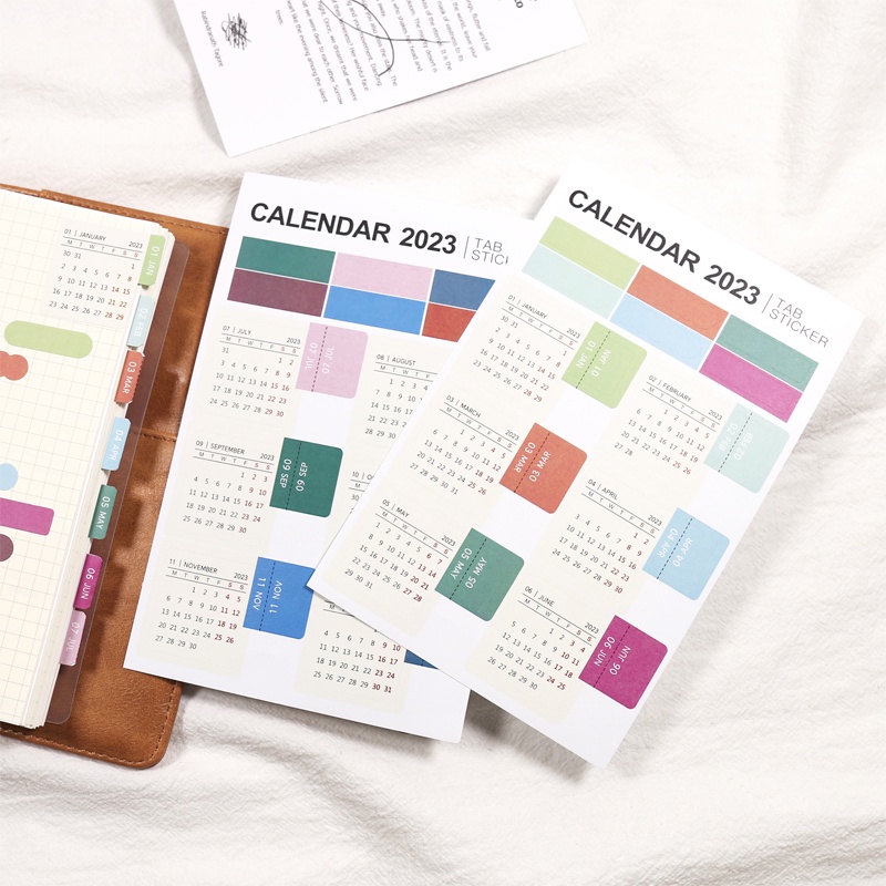 2 Sheets 2023 Calendar Notebook Index Stickers Functional Planner ...