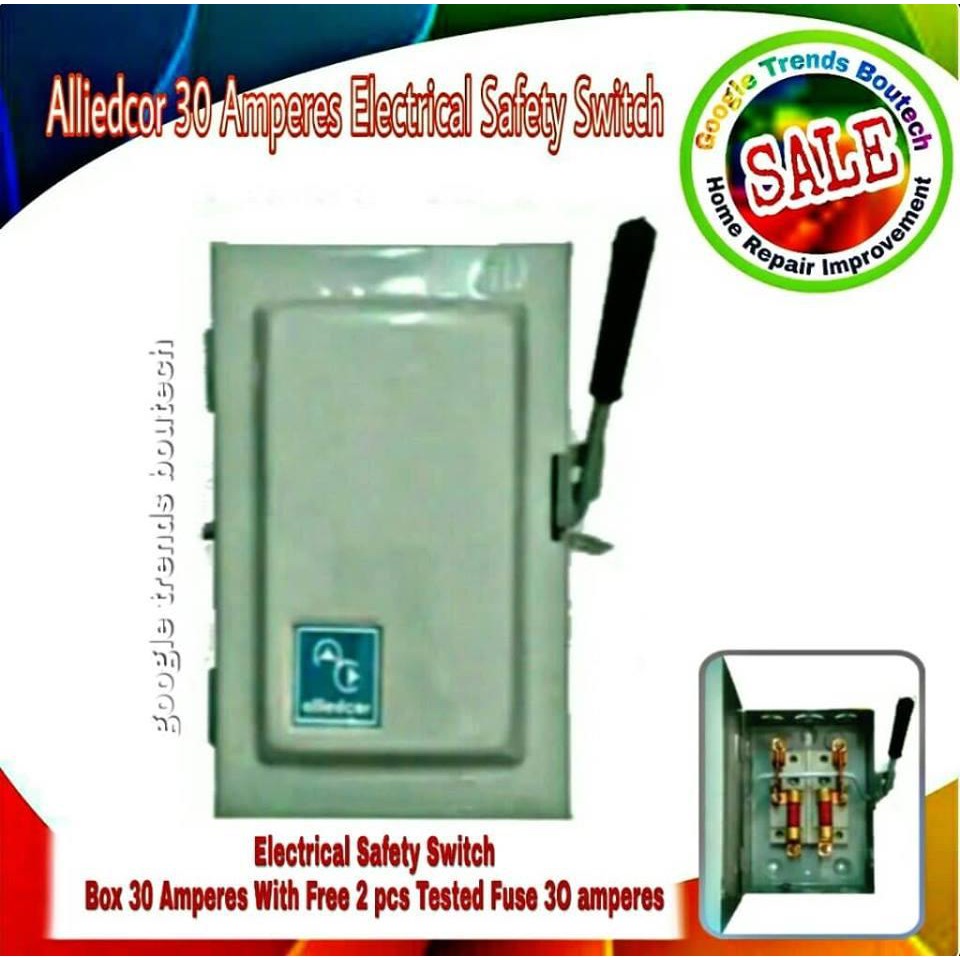 Alliedcor 30 Amperes Electrical Safety Switch With Free 2 Pcs Tested 30 Amperes Fuse Shopee Philippines