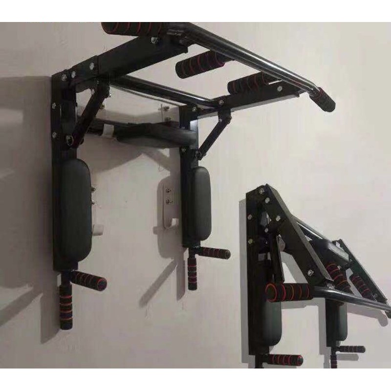 Heavy Duty Pull Up Bar Dip Bar Foldable Multifunctions Wall Mounted for Home Gym Fitness