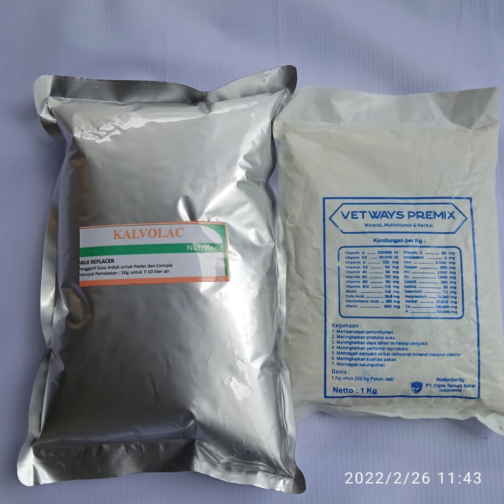 1kg Package MILK Calvolac / MILK REPLACER + 1KG VETWAYS Premix Mineral ...