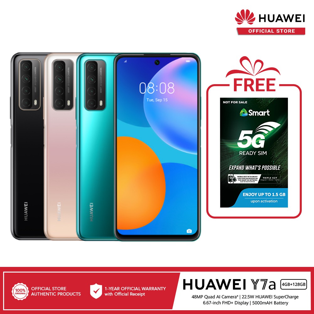 Huawei Y7a 4gb Ram 128gb Rom With Free Smart 5g Sim Card Shopee Philippines