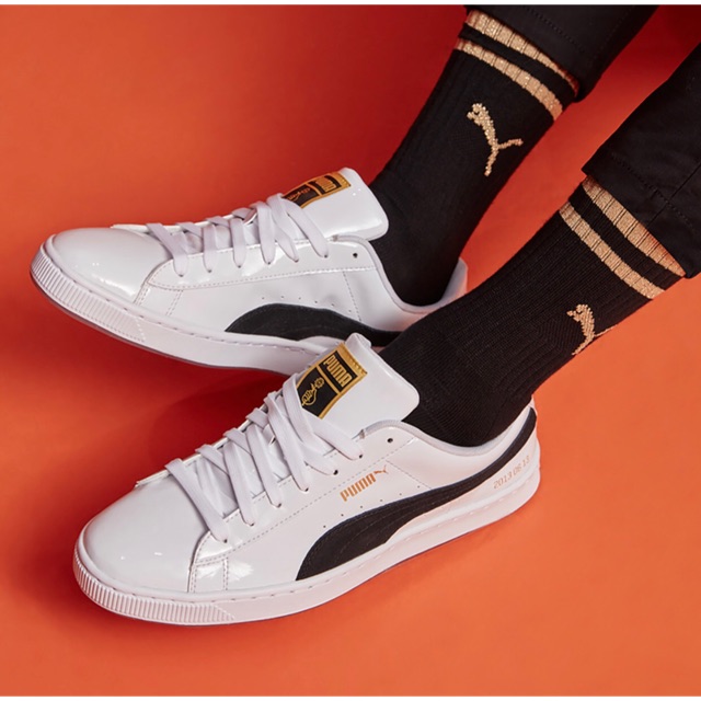 puma x bts basket patent sneakers