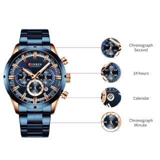 CURREN Men Watch Waterproof Luxury Stainless Steel Watches Chronograph Brand  Busines Quartz Wristwatch #7