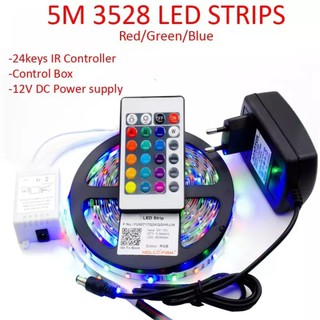 5M LED strip light RGB 24keys Remote Control 12V 2A Power Adapter Christmas Decor Light