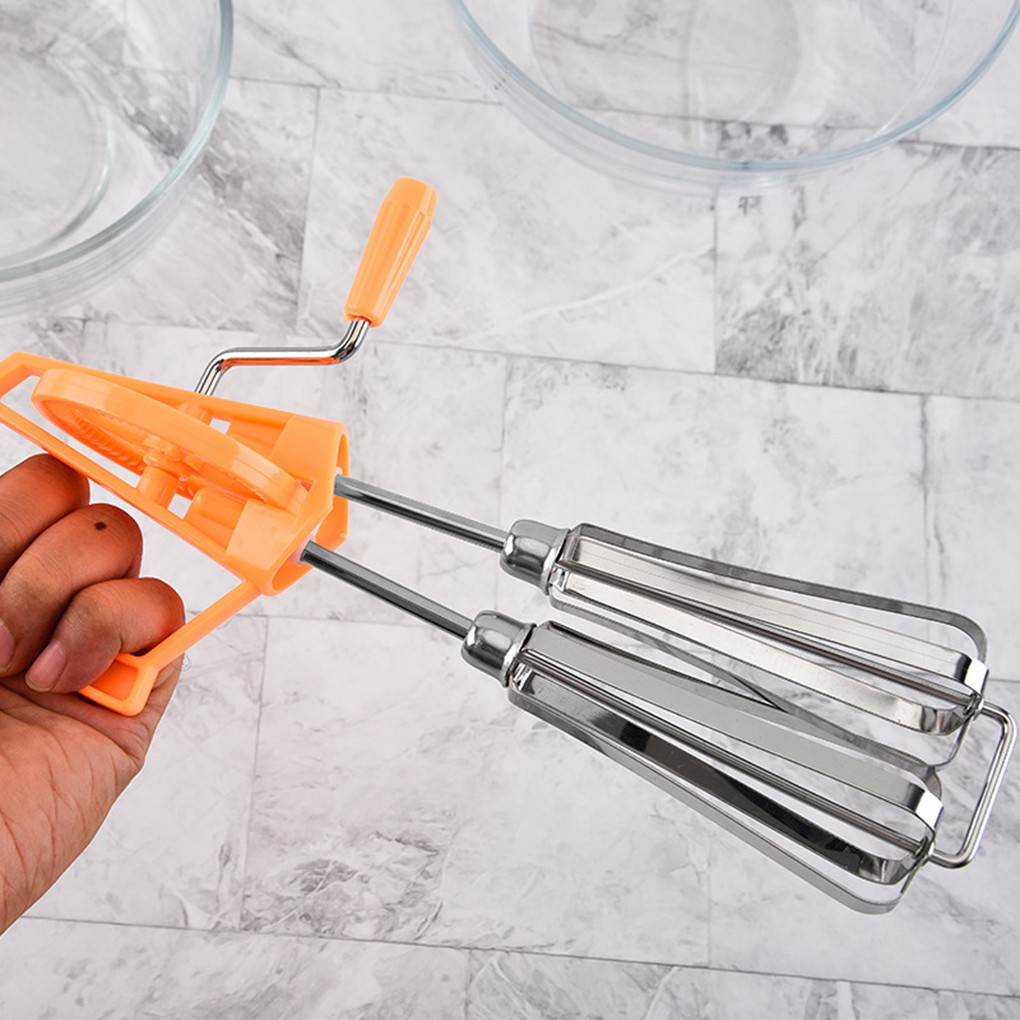 Hand Crank Egg Beater Stainless Steel Rotary Hand Whisk Manual Egg