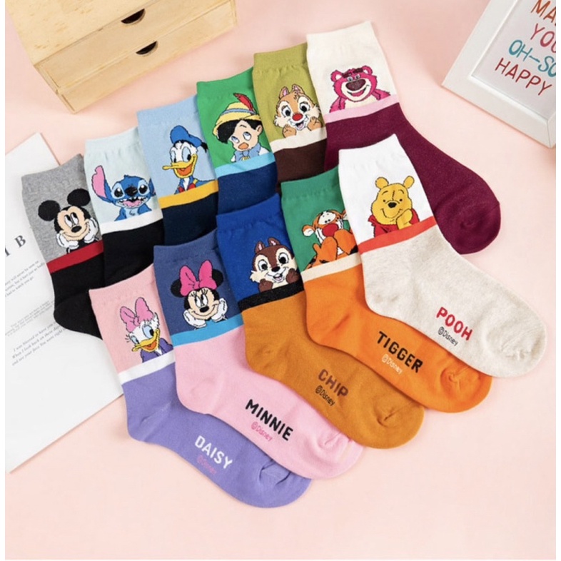 Korean Socks - Mickey Minnie Pinocchio Pooh Stitch Lotso Socks - Iconic ...