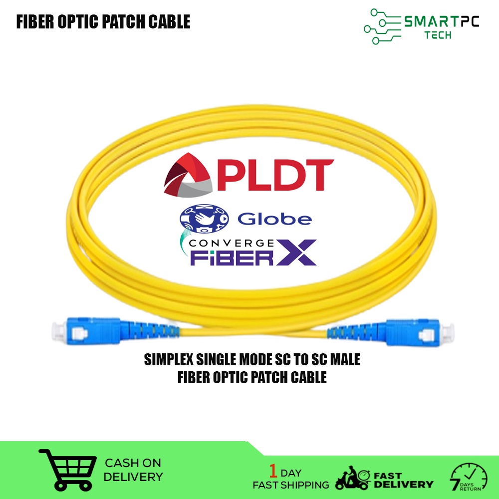 PLDT FIBER Modem Fiber Optic Patch Cable Yellow 3M Simplex Single Mode