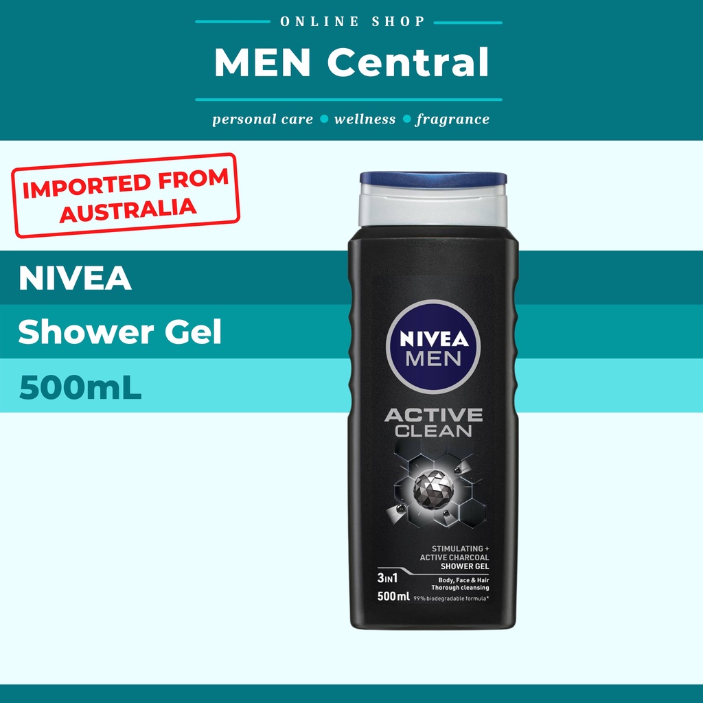 Nivea Men Active Clean Shower Gel, Stimulating Activated Charcoal