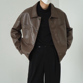 Jacket Autumn Winter New Style Retro Korean Leather Men Lapel Casual Loose Short Trendy JP15029