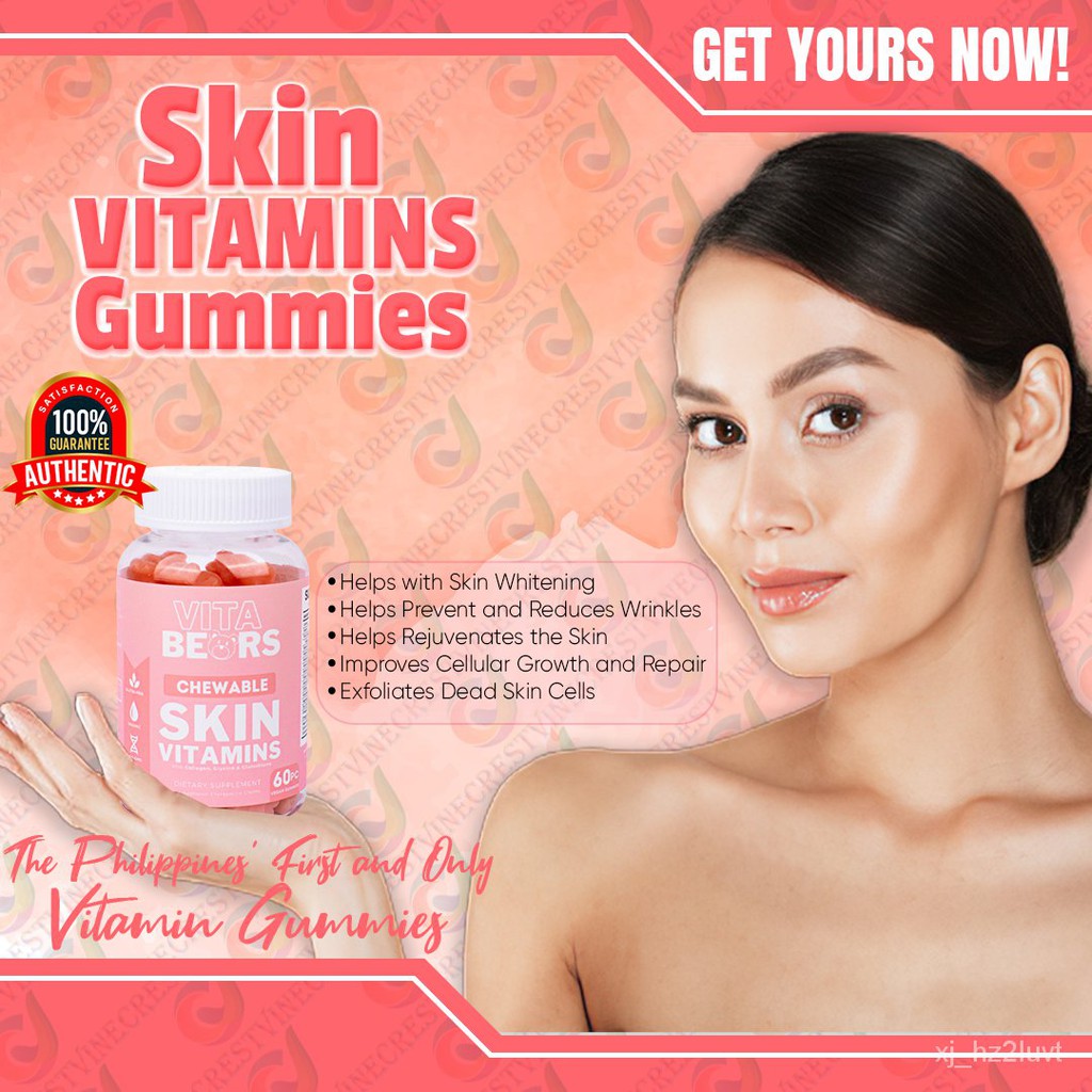 Vitabears Gummy Bears Chewable Skin Vitamin Supplement with Biotin with ...