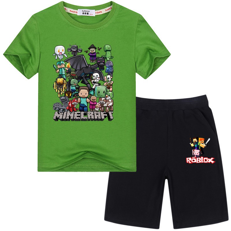 Boys Roblox Shorts Minecraft Shirt Sets Summer Fashion Cloth Shopee Philippines - summer gta 5 t shirts minecraft t shirts roblox legend