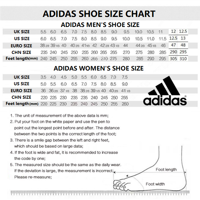 size chart adidas shoes cm