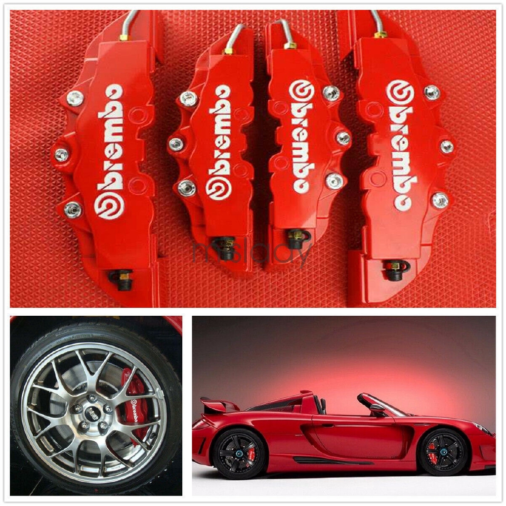 KQZLLL 4pcs ABS Plastic Truck 3D Red Useful Car Universal Disc Brake Caliper Covers Front Rear Auto Universal 
