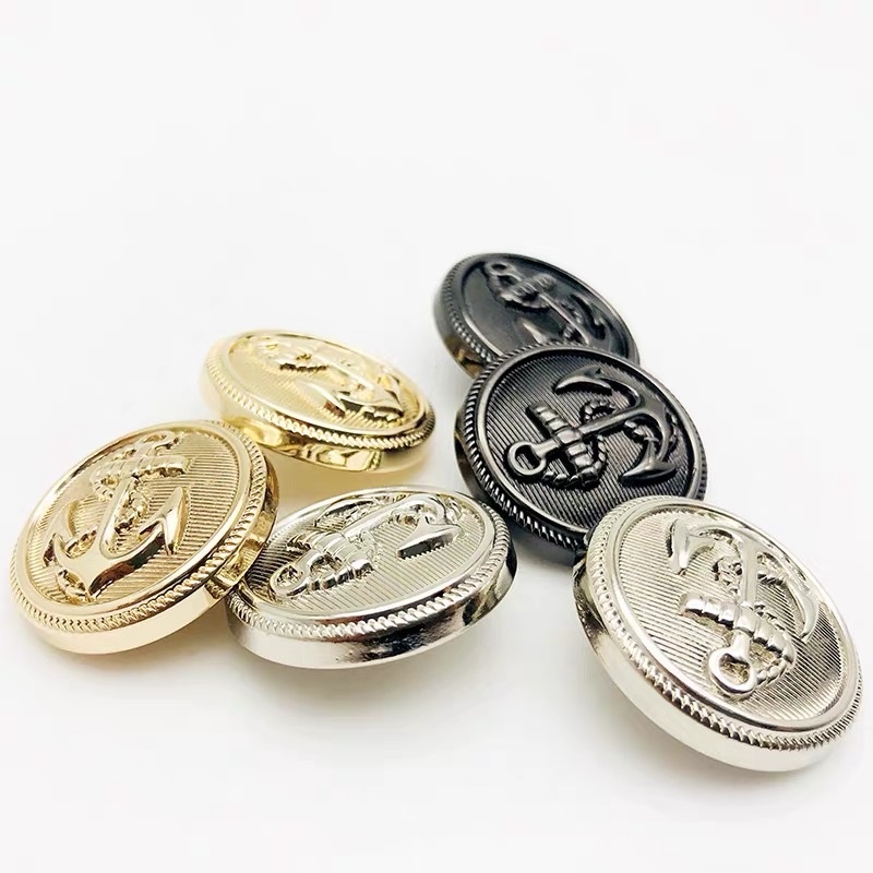 10Pieces/lot 15/20/25mm Vintage Anchor Design Clothing Sewing Buttons Black Silver Gold Metal Jacket Buttons 20mm Fashion Shirt Buttons