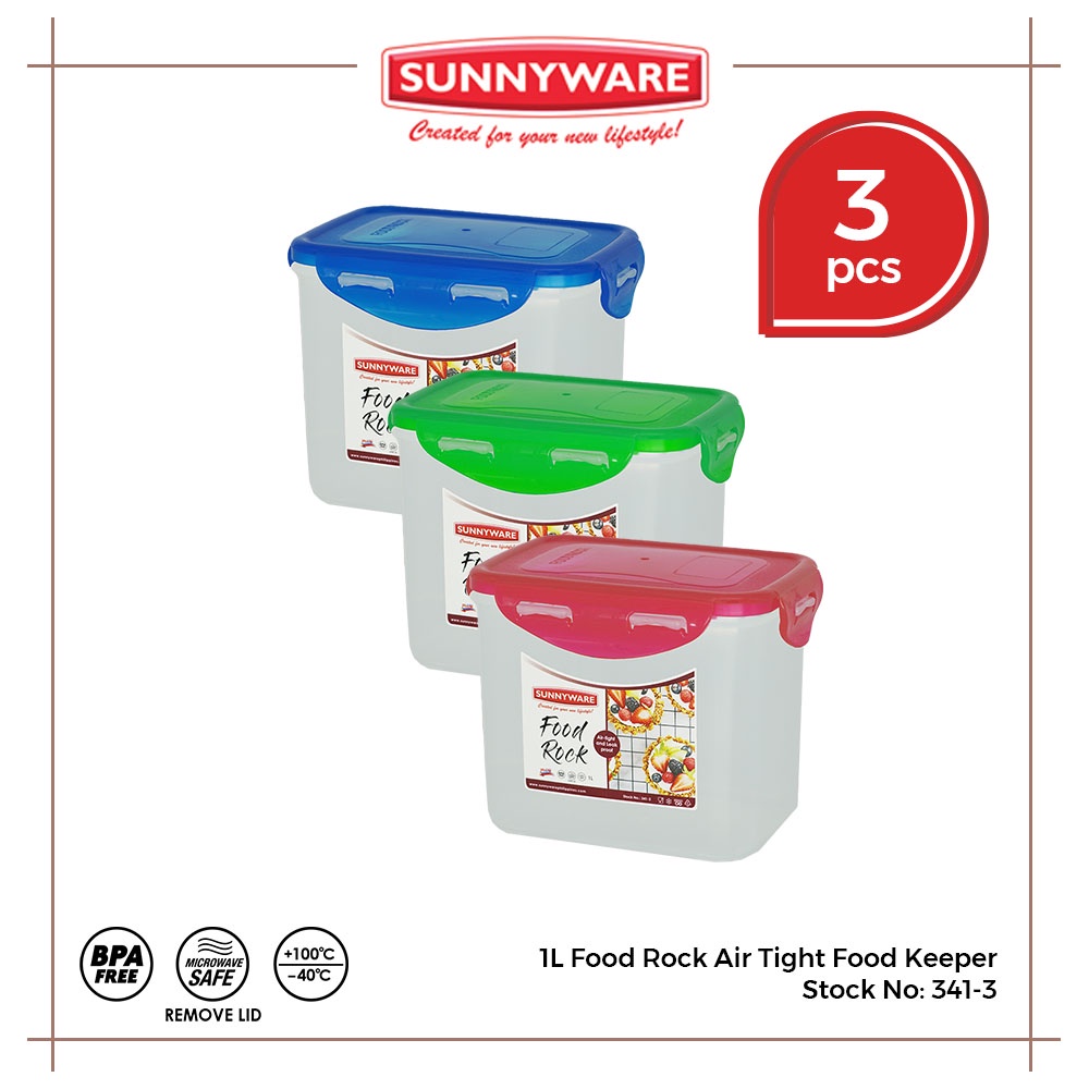 3pcs 1 Liter Food Rock Air Tight Food Keeper [Sunnyware 3413