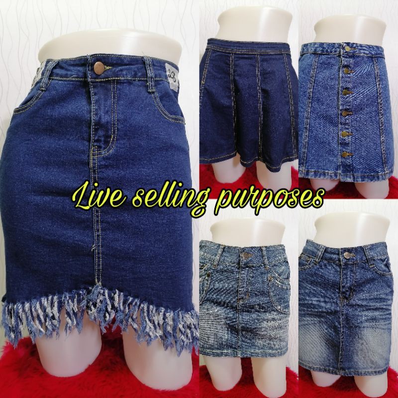 check denim skirt