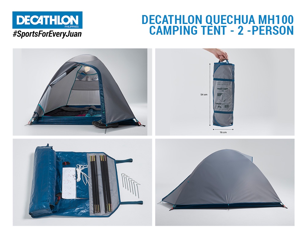 Decathlon Quechua MH100 Mountain/Hiking Camping Tent - For 2 Person ...