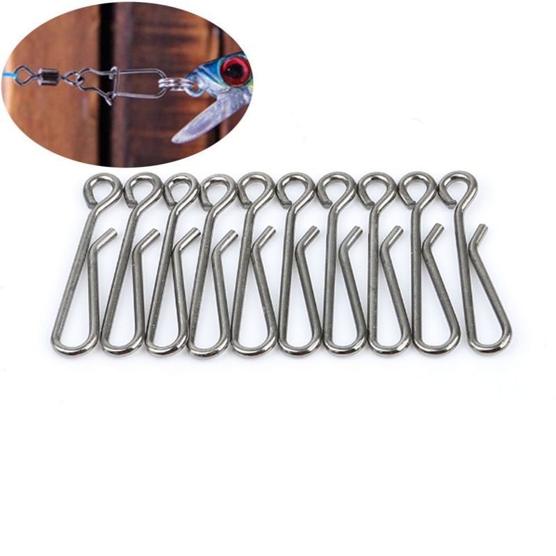tackle Stainless Steel Connector Fast lock Fishing Hanging Snap Barrel Swivel