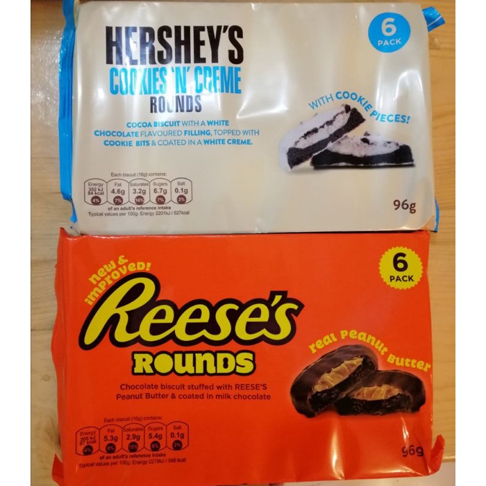 Hershey's Cookies N' Creme rounds /Reese's rounds (6 pack 90g) Shopee