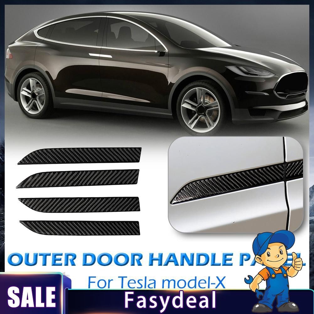 Fd 4x Carbon Fiber Car Outer Door Handle Trim Cover Stickers For