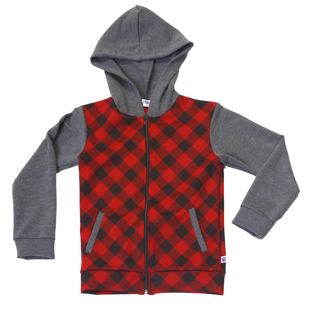 checkered zip up jacket