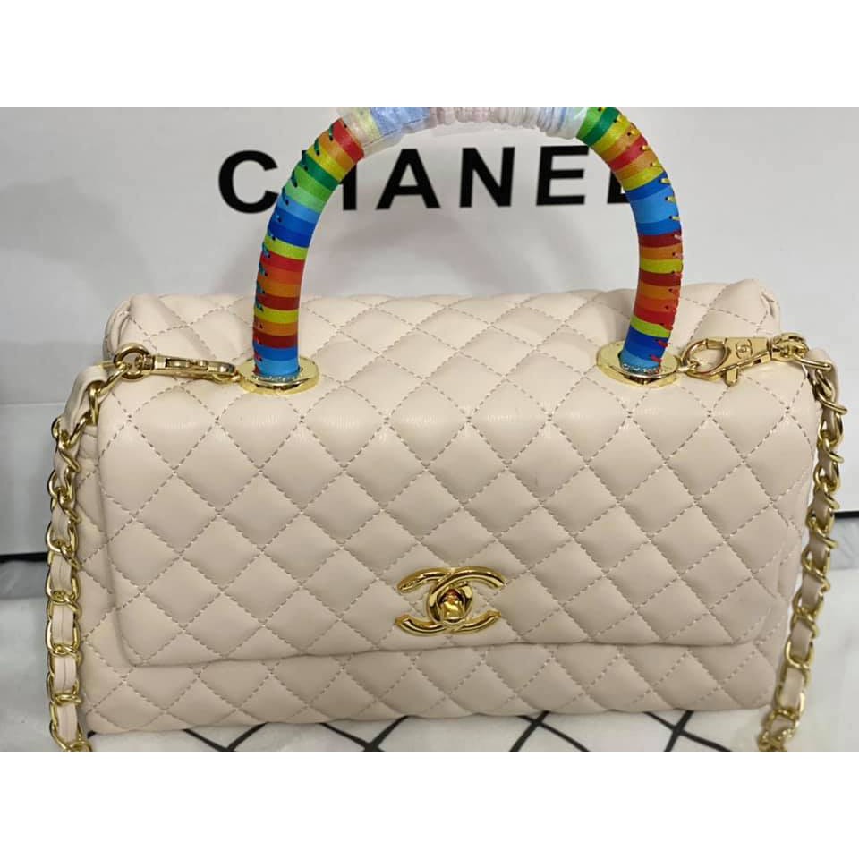 Chanel Coco Rainbow Handle Cream Off White Lambskin Shopee Philippines