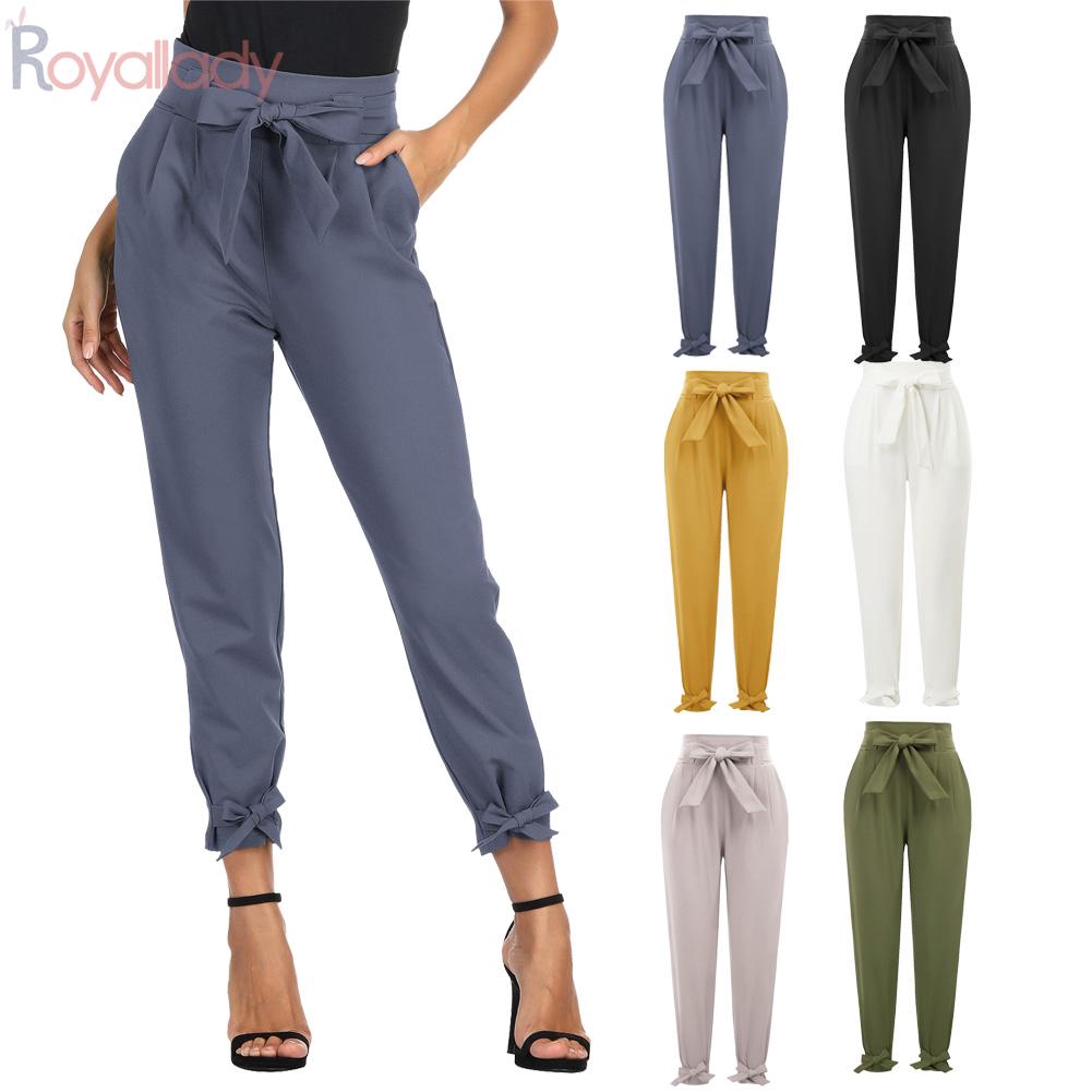 bowknot plain women's pencil pants