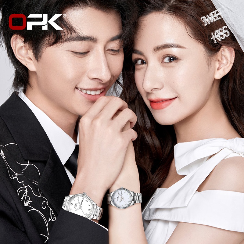 (Selling)OPK 2Pcs/Hot Sale Fashion Causal Couple Lover Watches Leather Luxury Quartz Wristwatch For